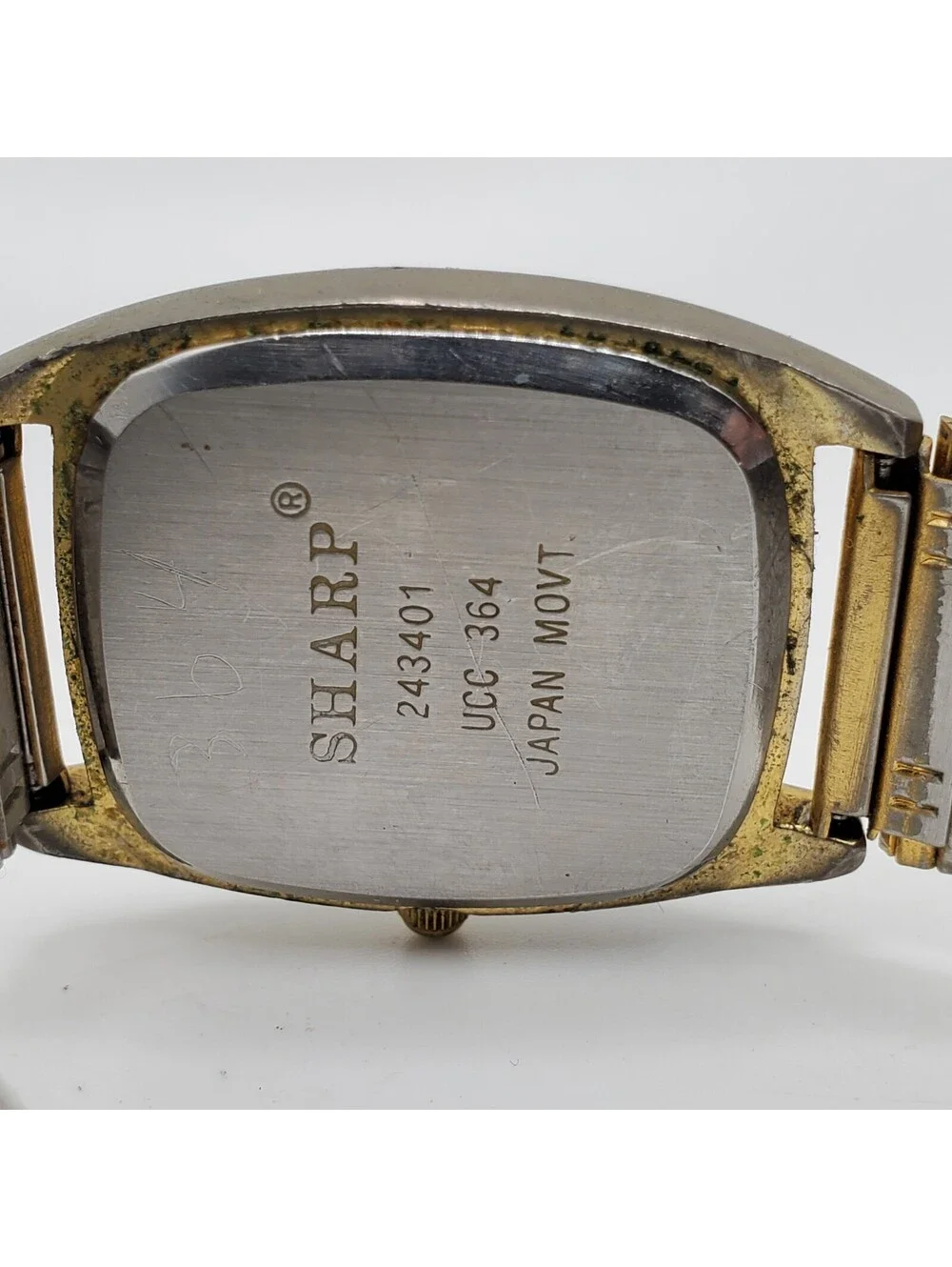 Vintage Sharp Quartz Watch 29mm Square Adjustable Band Tone New Battery
